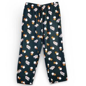Stafford Men L Flannel PJ Bottoms Sleep Pant Novelty Donuts Coffee Elastic Waist